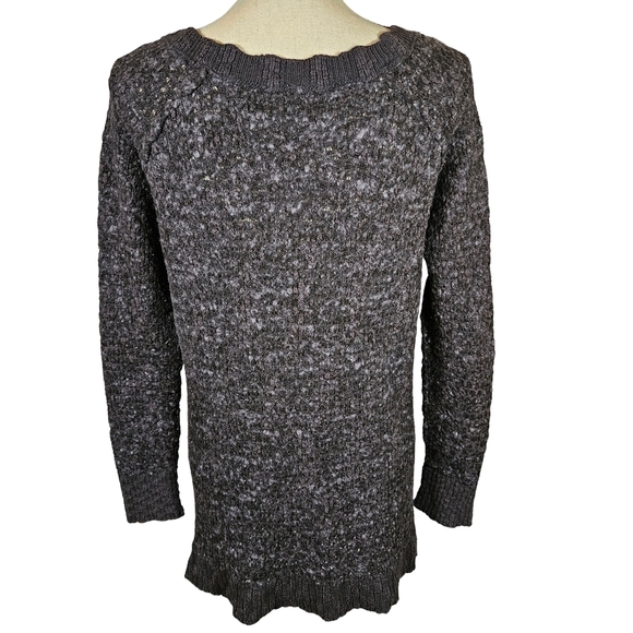 Free People Dark Gray Fleck Knit Long Sleeve Sweater, Large - Picture 8 of 13